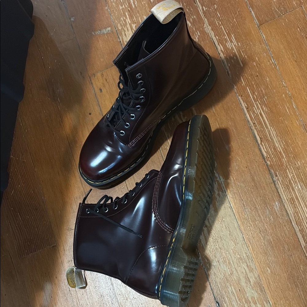 Dr. Martens Burgundy Leather Boots Classic Style Size 12